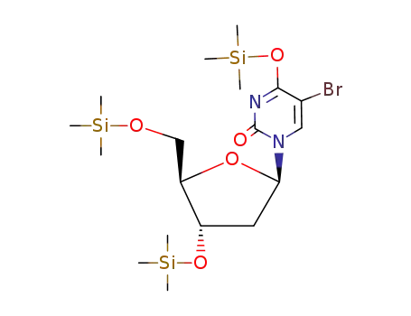 1-(<i>O</i><sup>3</sup>,<i>O</i><sup>5</sup>-bis-trimethylsilanyl-β-<i>D</i>-<i>erythro</i>-2-deoxy-pentofuranosyl)-5-bromo-4-trimethylsilanyloxy-1<i>H</i>-pyrimidin-2-one